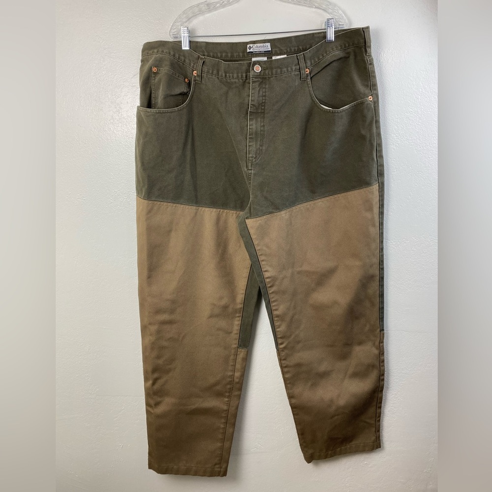 Columbia Colorblock Green Tan Utility Heavy duty Canvas Work Pants Men’s 46